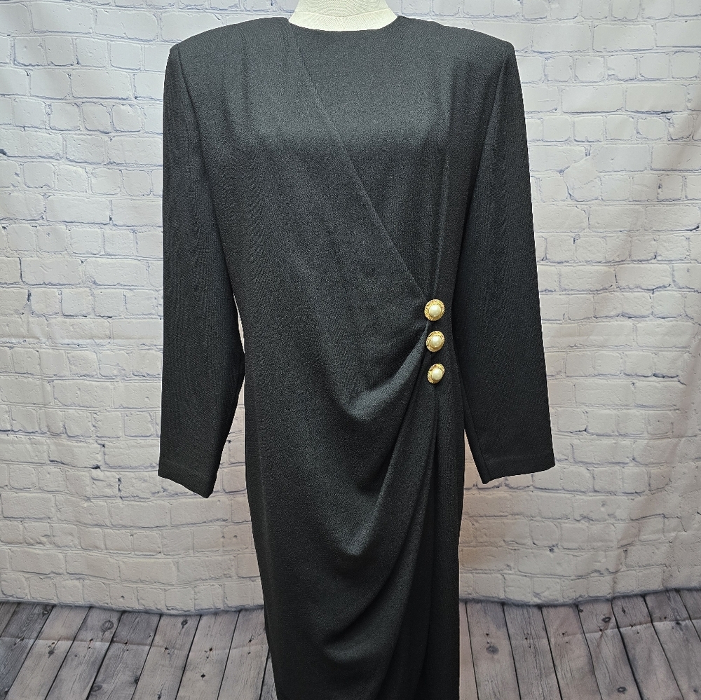 Vintage Caron Chicago 80s Dress With Pearl Buttons - Size 8